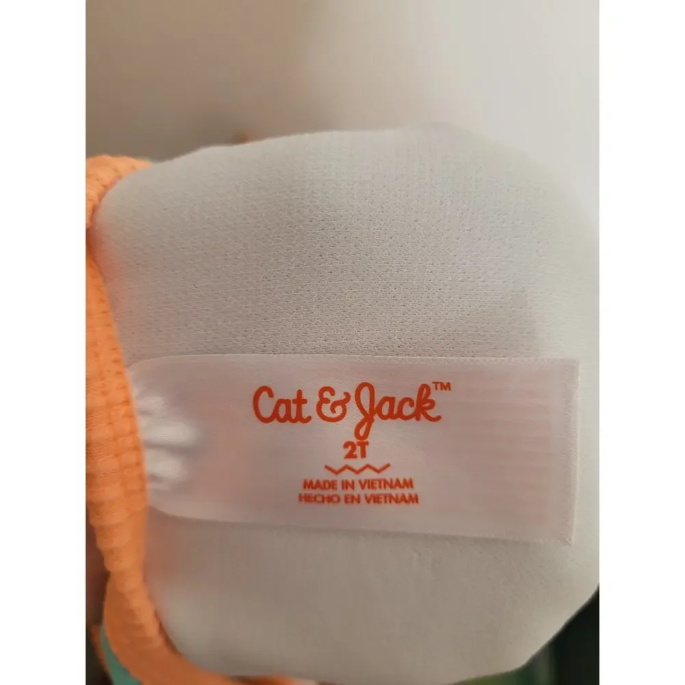 Cat & Jack Teal and Orange One-Piece Swimsuit 2T New